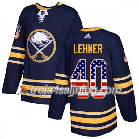 Buffalo Sabres tröja Robin Lehner 40 Adidas 2017-2018 Marinblå USA Flag Fashion Authentic - NHL Tröjor Herr